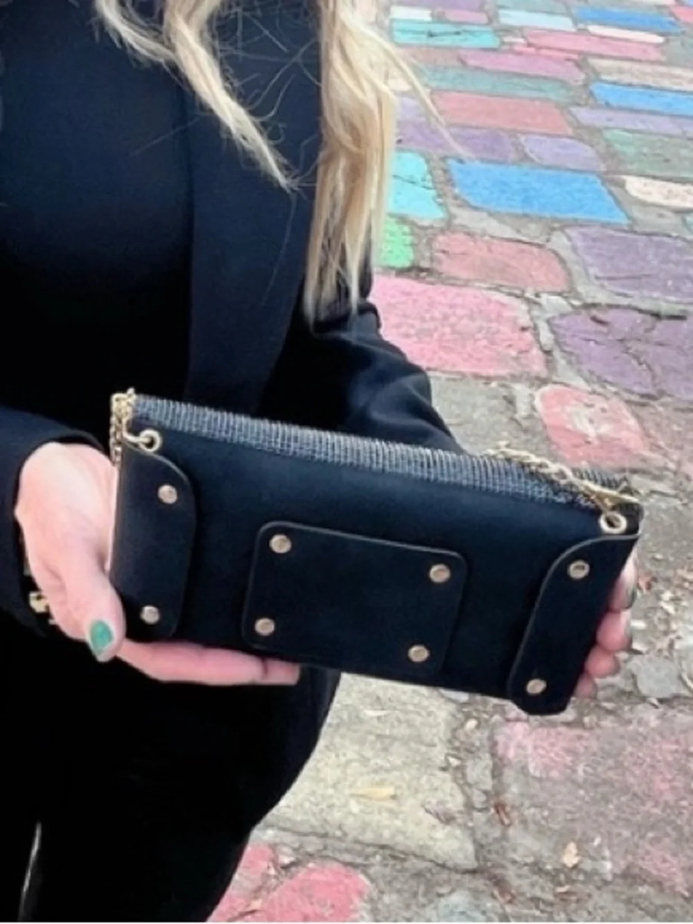 Black Gold Lion Crystal Stadium Bag Crossbody Shoulder Waist + Belt Clutch Leo